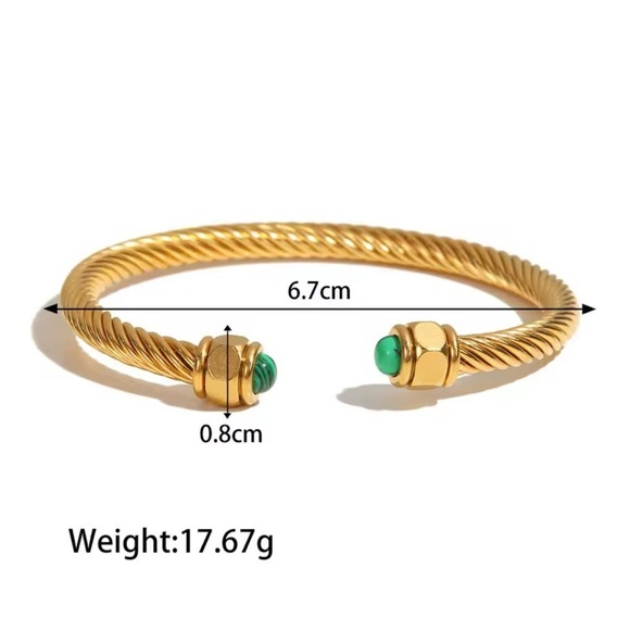 Adelaide Lazurite  18K Gold Stainless Steel Cuff Bracelet - Picture 6 of 8